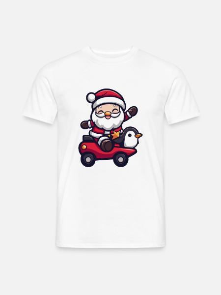 Pinguin Weihnachtsmann - Männer T-Shirt - Weiß