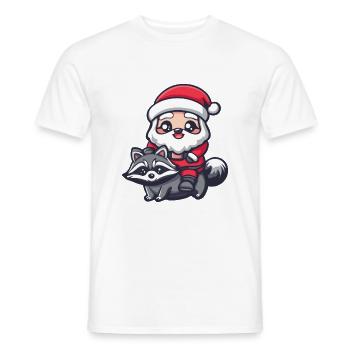 Raccoon Santa Claus - Men's T-Shirt - white - Front - AI Model Male 178 dark (178cm)