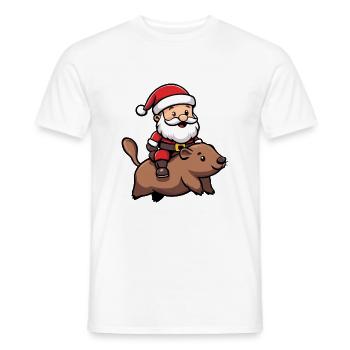 Beaver Santa Claus - Men's T-Shirt - white - Front - AI Model Male 178 dark (178cm)
