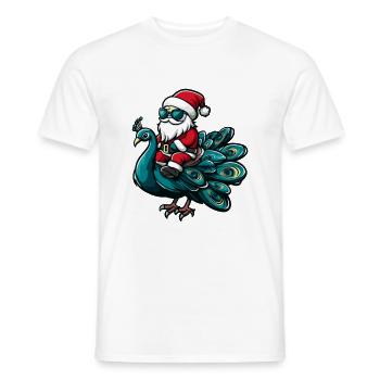 Paon Oiseau Père Noël - T-shirt homme - blanc - Devant - AI Model Male 178 dark (178cm)