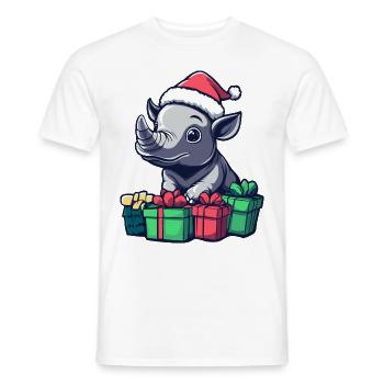 Nashorn Weihnachten Geschenke - Männer T-Shirt - Weiß - Vorne - AI Model Male 178 dark (178cm)