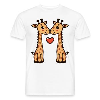 Girafe Couple Saint-Valentin - T-shirt homme - blanc - Devant - AI Model Male 178 dark (178cm)