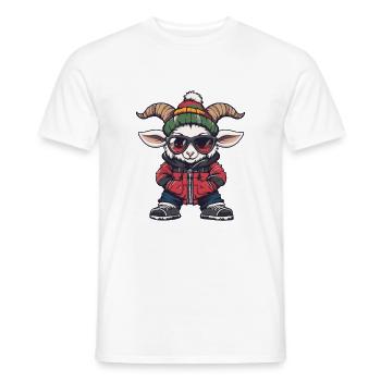 Mountain Goat Goat Cool Comic - Men's T-Shirt - white - Front - AI Model Male 178 dark (178cm)
