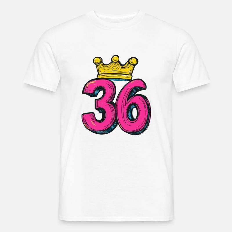 36 Zahl Krone - Männer T-Shirt - Weiß