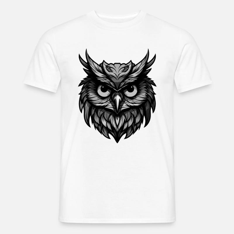 Eule Portrait - Männer T-Shirt - Weiß