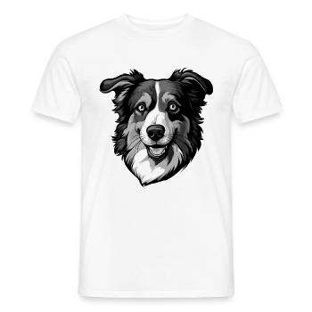 Border Collie Dog Head - Men's T-Shirt - white - Front - AI Model Male 178 dark (178cm)