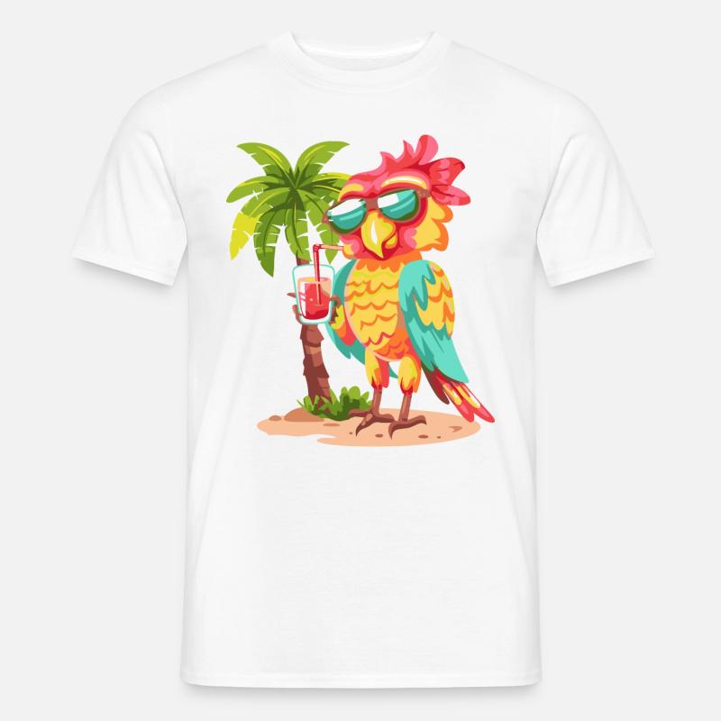 Papagei Sommer Strand Comic - Männer T-Shirt - Weiß