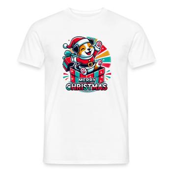 Hund Merry Christmas High Five 1 - Männer T-Shirt - Weiß - Vorne - AI Model Male 178 dark (178cm)
