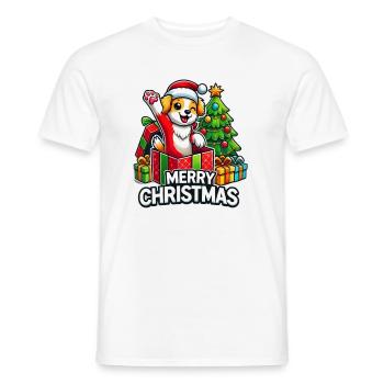 Dog Merry Christmas High Five 7 - Men's T-Shirt - white - Front - AI Model Male 178 dark (178cm)