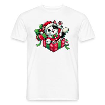 Cat Meowy Christmas 1 1 - Men's T-Shirt - white - Front - AI Model Male 178 dark (178cm)