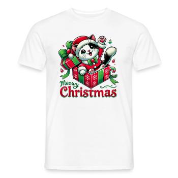 Chat Miaou Noël 1 2 - T-shirt homme - blanc - Devant - AI Model Male 178 dark (178cm)