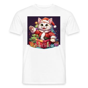 Katze Merry Christmas High Five 5 2 - Männer T-Shirt - Weiß - Vorne - AI Model Male 178 dark (178cm)