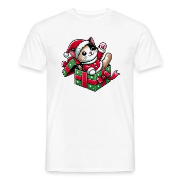 Cat Meowy Christmas High Five 2 1 - Men's T-Shirt - white - Front - AI Model Male 178 dark (178cm)