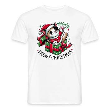 Cat Meowy Christmas High Five 2 2 - Men's T-Shirt - white - Front - AI Model Male 178 dark (178cm)