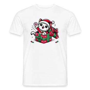 Cat Meowy Christmas High Five 4 1 - Men's T-Shirt - white - Front - AI Model Male 178 dark (178cm)