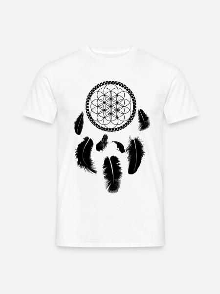 Lebensblume Traumfänger Geschenkidee für Freundin - Männer T-Shirt - Weiß