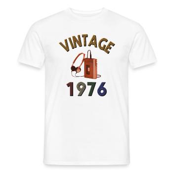 Vintage 1976 Walkman Gift Husband Wife Cassette - Men's T-Shirt - white - Front - AI Model Male 178 dark (178cm)