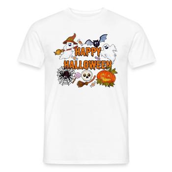 Happy Halloween Gespenster Spinnen und Kürbisse - Männer T-Shirt - Weiß - Vorne - AI Model Male 178 dark (178cm)