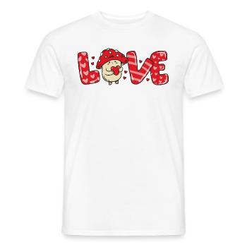 Mushroom in love heart couples valentine's day - Men's T-Shirt - white - Front - AI Model Male 178 dark (178cm)