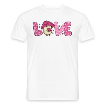 Mushroom in love heart couples valentine's day - Men's T-Shirt - white - Front - AI Model Male 178 dark (178cm)