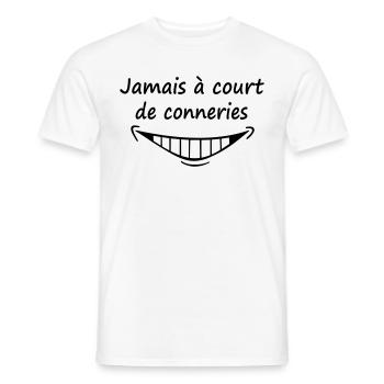 Jamais à Court de Conneries - T-shirt homme - blanc - Devant - AI Model Male 178 dark (178cm)