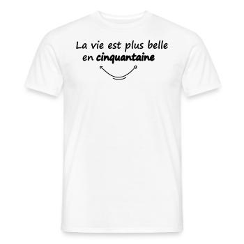La vie est plus belle en cinquantaine / humour - T-shirt homme - blanc - Devant - AI Model Male 178 dark (178cm)