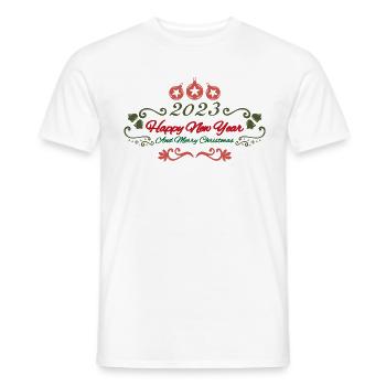 Joyeux Noel bonne Année 2023. Noël Merry Christmas - T-shirt homme - blanc - Devant - AI Model Male 178 dark (178cm)