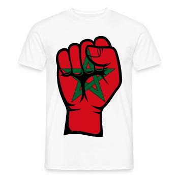 Morocco Flag Fist Hand Symbol - Men's T-Shirt - white - Front - AI Model Male 178 dark (178cm)