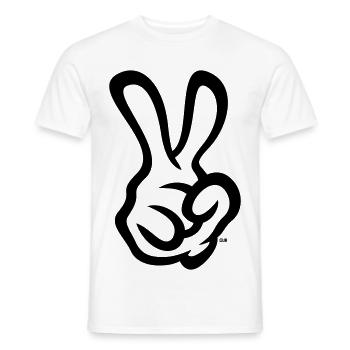Signaux de la main de la victoire (main droite / 1C) - T-shirt homme - blanc - Devant - AI Model Male 178 dark (178cm)