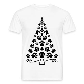 Arbre de Noël patte chien chat pattes arbre de Noël - T-shirt homme - blanc - Devant - AI Model Male 178 dark (178cm)