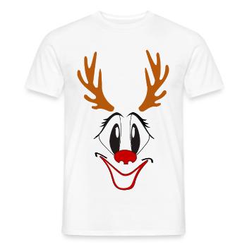 Reindeer with Red Nose Caricature - Men's T-Shirt - white - Front - AI Model Male 178 dark (178cm)