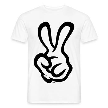 Signaux de la main de la victoire (Main gauche / 1C) - T-shirt homme - blanc - Devant - AI Model Male 178 dark (178cm)