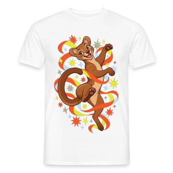 Fossa mit bunten Bändern und Farbfunken - Männer T-Shirt - Weiß - Vorne - AI Model Male 178 dark (178cm)