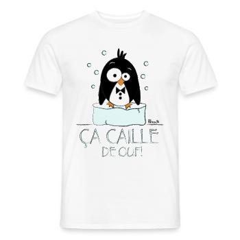 Manchot "Ça"Caille" - T-shirt homme - blanc - Devant - AI Model Male 178 dark (178cm)