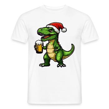Dinosaurier T-Rex Weihnachten Bier - Männer T-Shirt - Weiß - Vorne - AI Model Male 178 dark (178cm)
