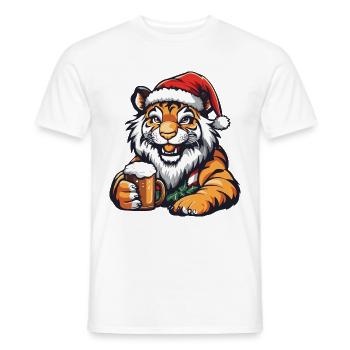 Tiger Weihnachten Bier - Männer T-Shirt - Weiß - Vorne - AI Model Male 178 dark (178cm)