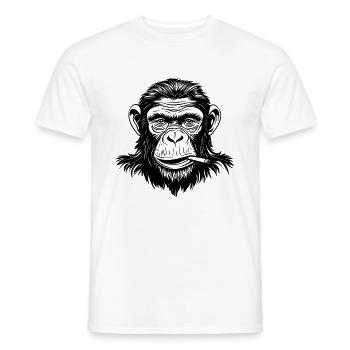 Cooler Affe mit Zigarre – Schwarz-Weiß Vector Affe - Männer T-Shirt - Weiß - Vorne - AI Model Male 178 dark (178cm)