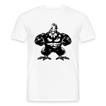 Muscular Comic – Funny Bodybuilder Chicken - Men's T-Shirt - white - Front - AI Model Male 178 dark (178cm)