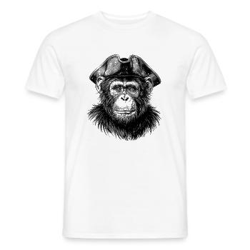 Pirate Chimpanzee Illustration – Vintage Drawing - Men's T-Shirt - white - Front - AI Model Male 178 dark (178cm)