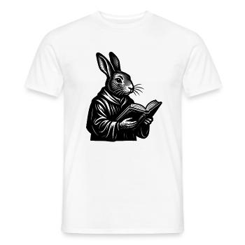 Intelligenter Hase mit Buch – Leseratte im Pelz - Männer T-Shirt - Weiß - Vorne - AI Model Male 178 dark (178cm)
