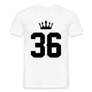 36 Number crown - Men's T-Shirt - white - Front - AI Model Male 178 dark (178cm)