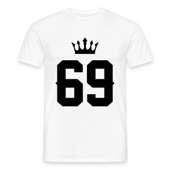 69 Zahl Krone - Männer T-Shirt - Weiß - Vorne - AI Model Male 178 dark (178cm)