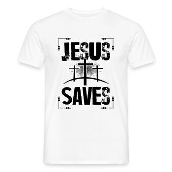 Jésus sauve - T-shirt homme - blanc - Devant - AI Model Male 178 dark (178cm)