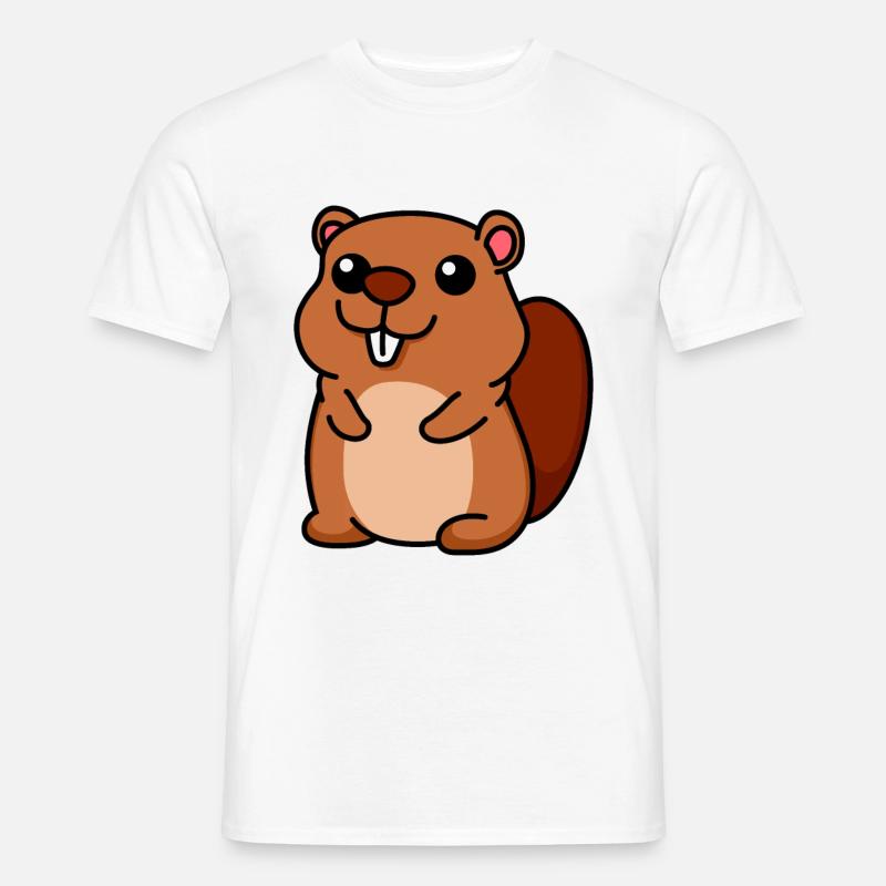 Biber Comic Tier - Männer T-Shirt - Weiß