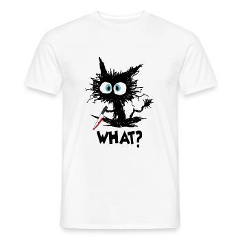 What Black Cat with Knife - Men's T-Shirt - white - Front - AI Model Male 178 dark (178cm)