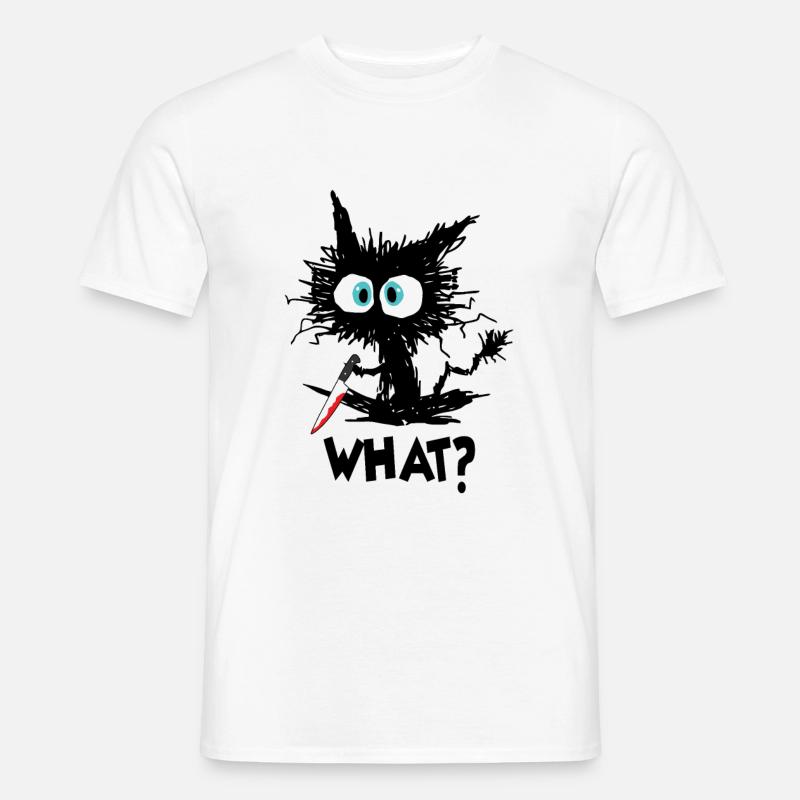 What Schwarze Katze mit Messer - Männer T-Shirt - Weiß
