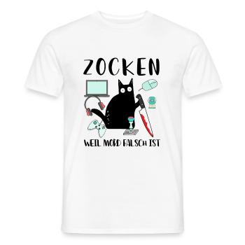 Zocken Weil Mord Falsch Ist Gamer Zocken Gaming - Männer T-Shirt - Weiß - Vorne - AI Model Male 178 dark (178cm)