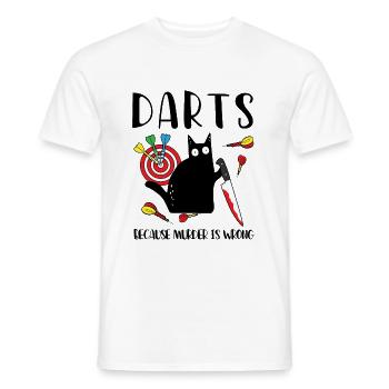 Darts Because Murder Is Wrong Cat Knife - Men's T-Shirt - white - Front - AI Model Male 178 dark (178cm)