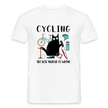 Cycling Because Murder Is Wrong Black Cat - Men's T-Shirt - white - Front - AI Model Male 178 dark (178cm)