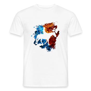 Pferd Rot Blau Feuer Reiter Reiten - Männer T-Shirt - Weiß - Vorne - AI Model Male 178 dark (178cm)